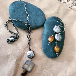 SILPADA Tigers eye Sterling Necklace & Earring set